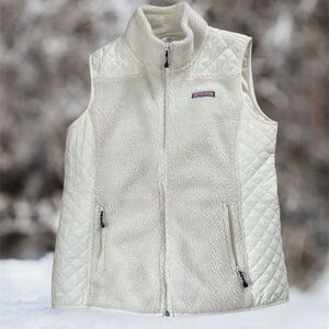 Vineyard Vines Cream Quilted Fleece Vest